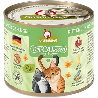 GranataPet DeliCatessen Kitten / Junior Poultry Wet Food for Cats Cat Feed for Gourmands Grain-Free Feed & No Added Sugar 6 x 200 g