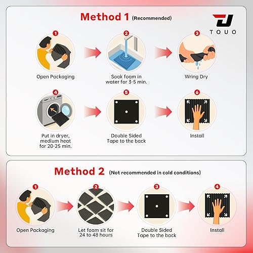Miniatura 9 de Paquete de 24 paneles acústicos, paneles de espuma a prueba de sonido para pared de 12 x 12 x 1 pulgadas, espuma acústica de cuña ignífuga, paneles