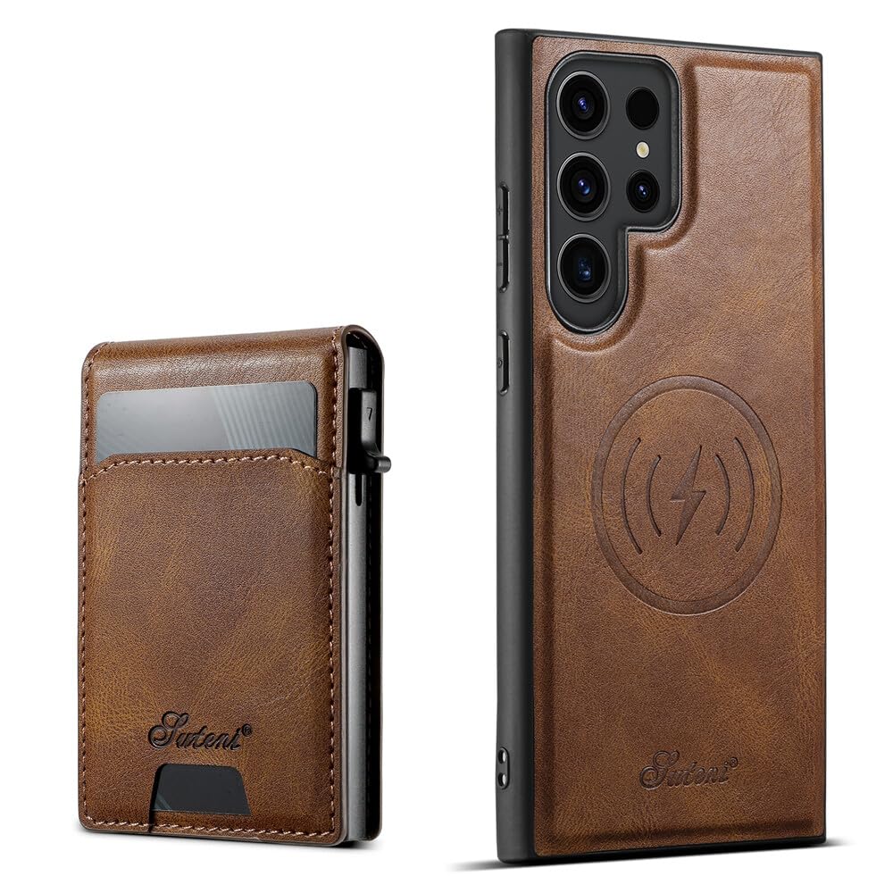 Étui compatible avec Samsung Galaxy S23 marron portefeuille à rabat magnétique - 7