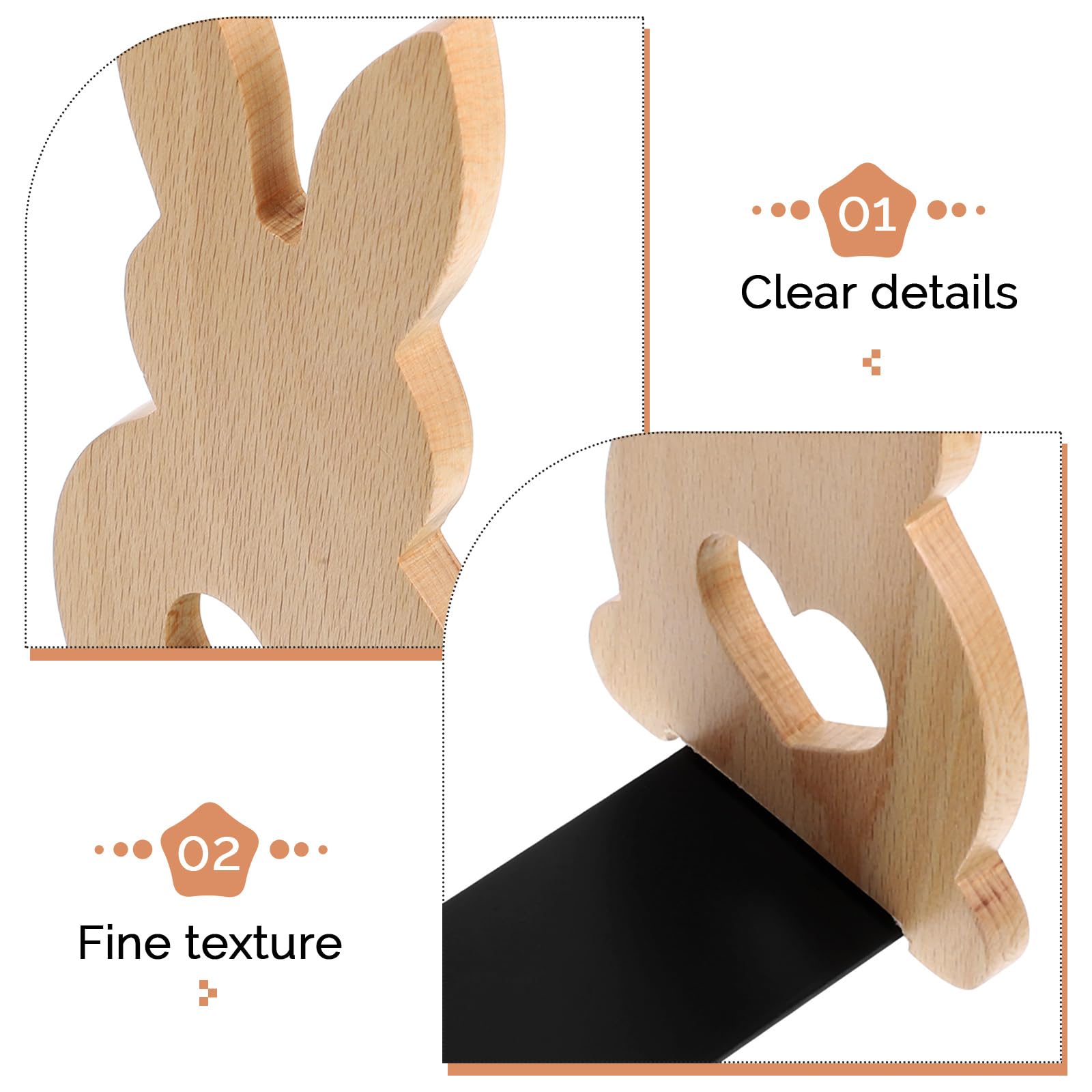 VILLCASE Rabbit Book Ends Wooden Book Stand Kids Nursery Desk Organizer Anti-Slip Holder for Home Office School Decoration - Image 4