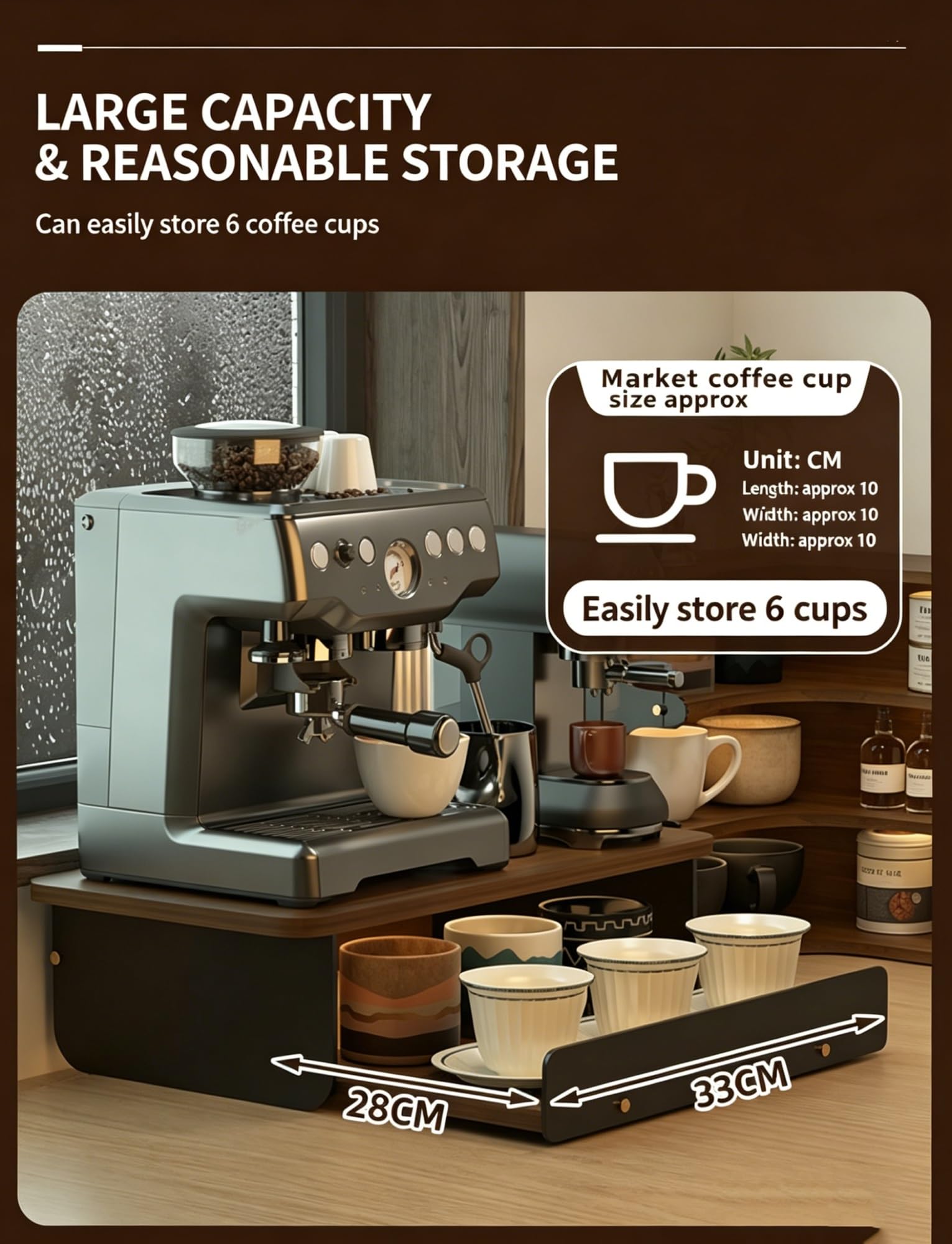 Support de rangement pour comptoir de cuisine, support pour tasses à café et condiments, idéal pour la maison et le bureau