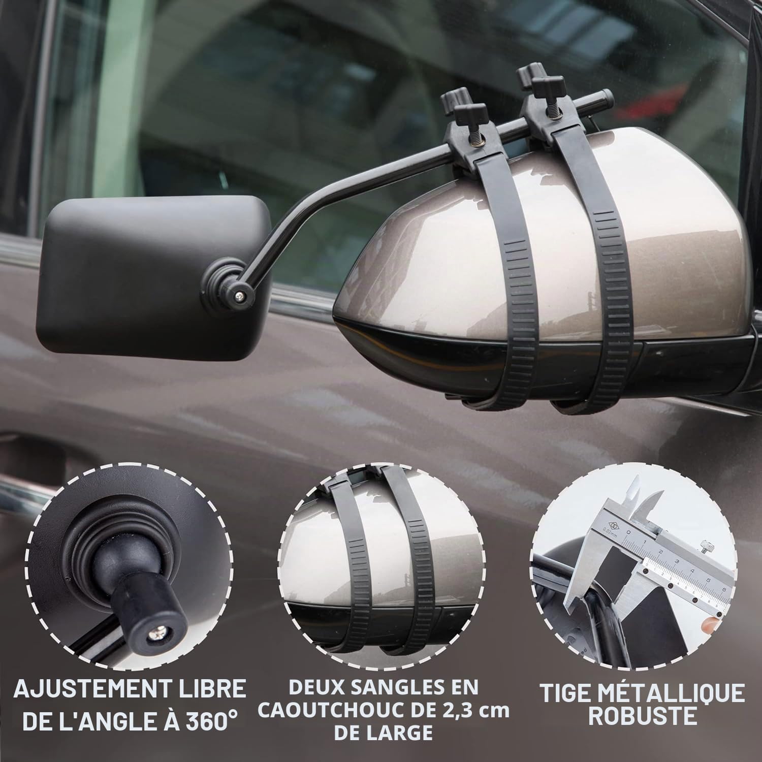 Sunshine smile Lot de 2 rétroviseurs universels pour caravane, caravane, remorquage, caravane, pour tous les types de véhicules courants, SAKHIOHIO6546798