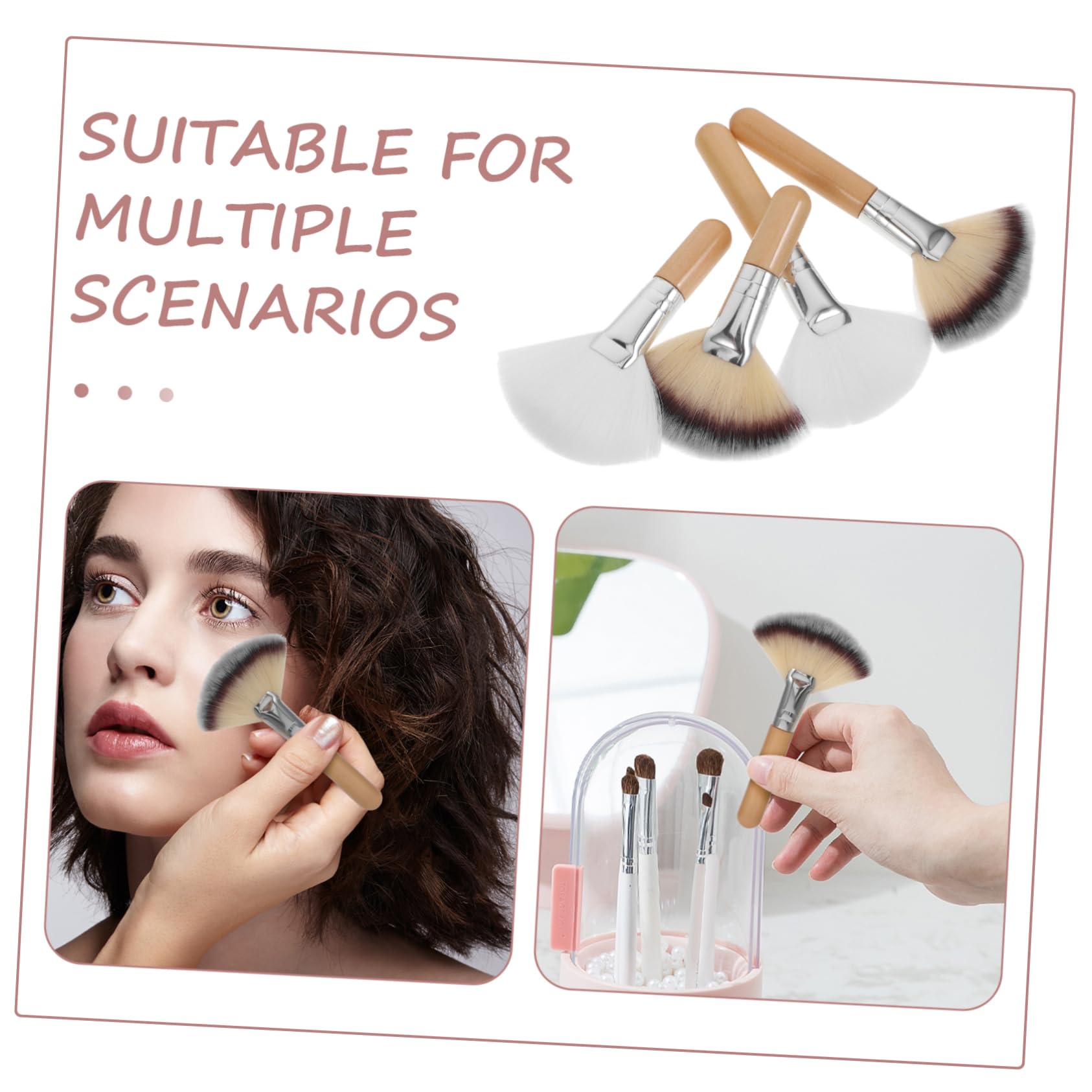 5 Set Di Pennelli Per Il Trucco Illuminanti Per Il Viso Set Di Pennelli Per Il Trucco A Ventaglio Morbidi Densi Setosi Delicati Sulla Pelle 4 Pezzi*5