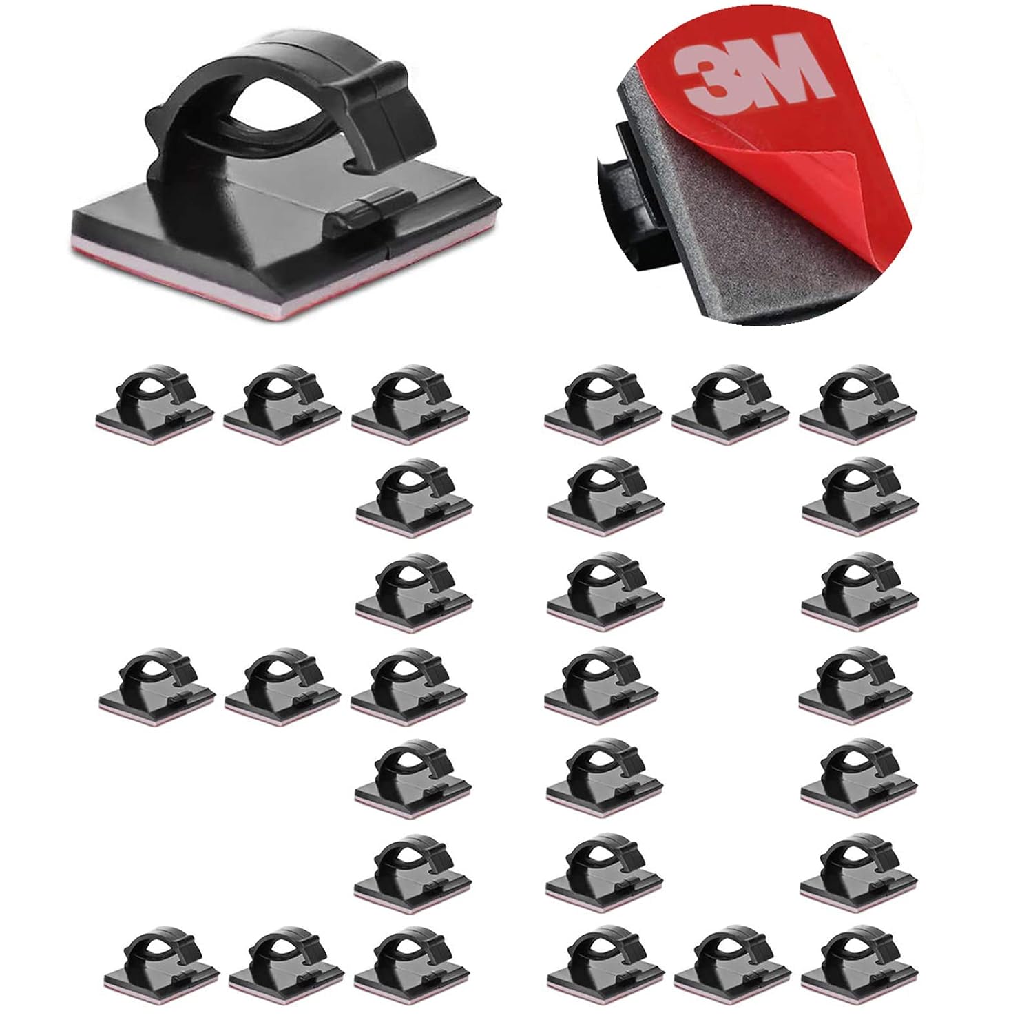 30PCS 3M Self Adhesive Cable Clips Management Strong Wire Holders Cord Organizer Cable Clamp Sticky Desk Management for Of...