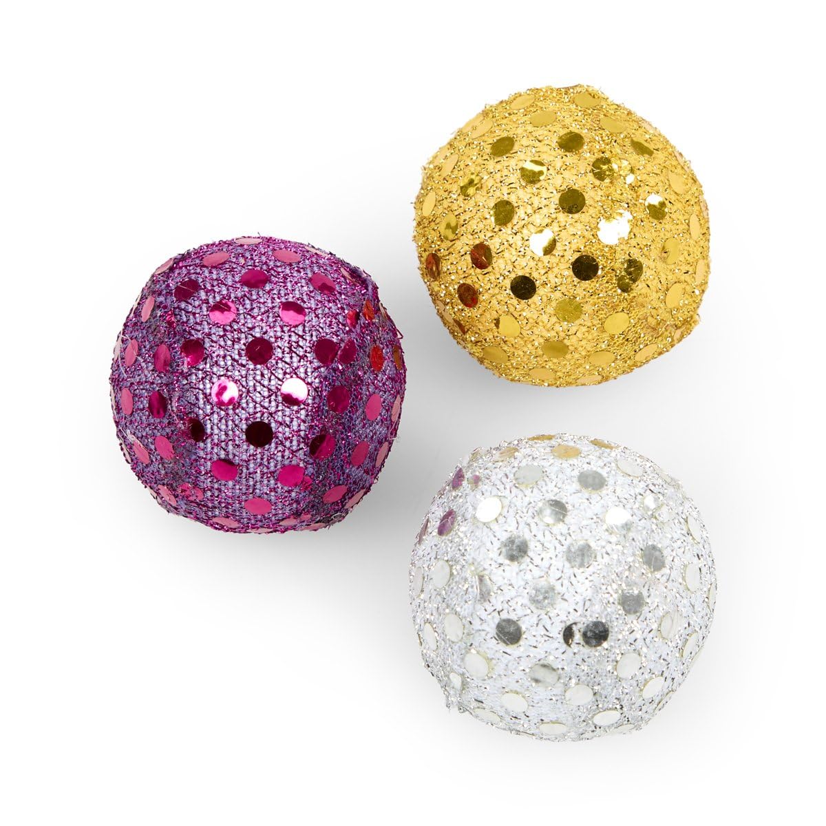Petface Glitter Balls Cat Toy, Lightweight Sparkle Balls for Indoor and Outdoor Cat and Kitten Fitness (Pack of 3)