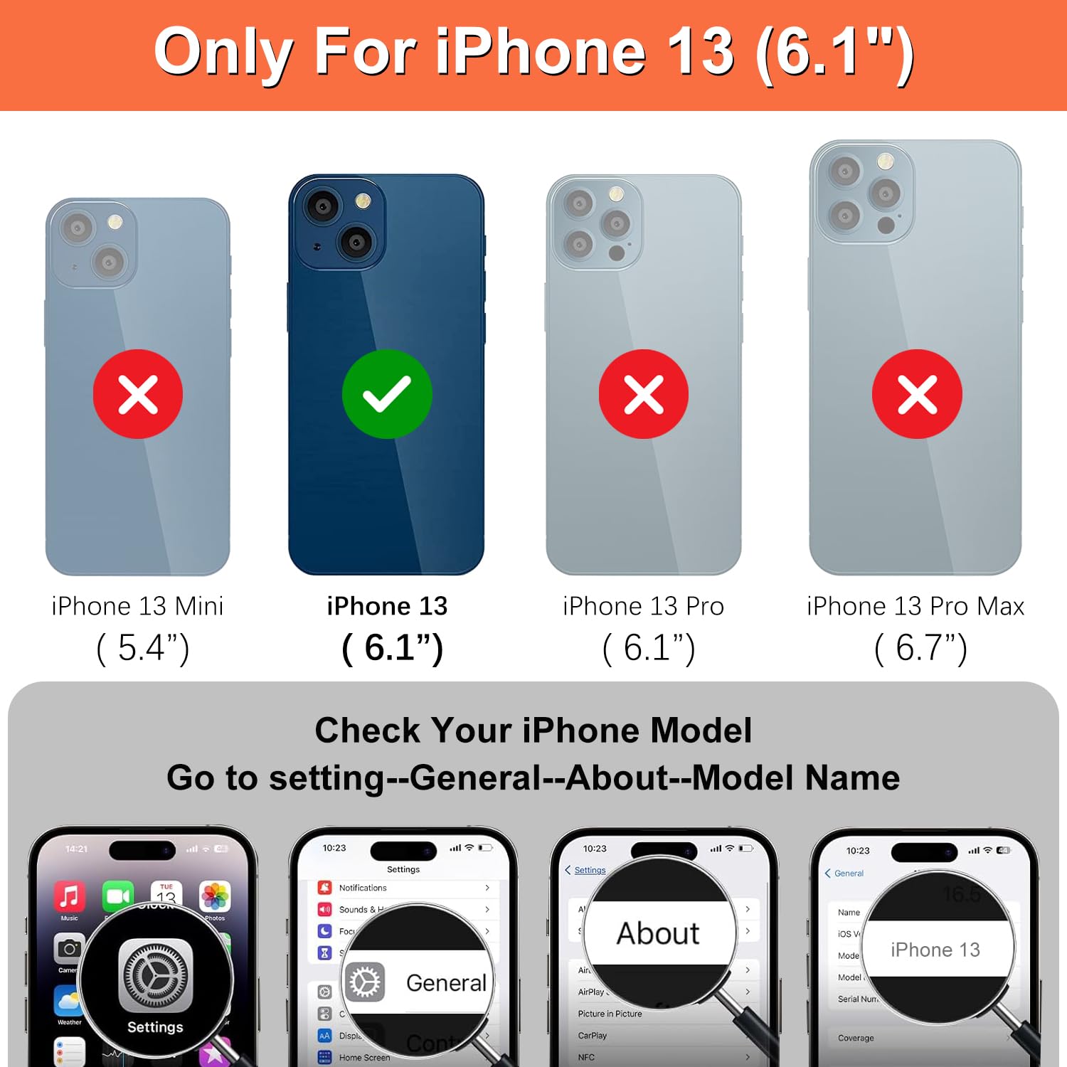 iCoverCase iPhone 13 Wallet Case with Card Holder, 2 in 1 PU Leather Magnetic Clasp Zipper Pocket Shockproof Detachable Flip Wrist Strap for (Blue), 13-Detachable--Blue