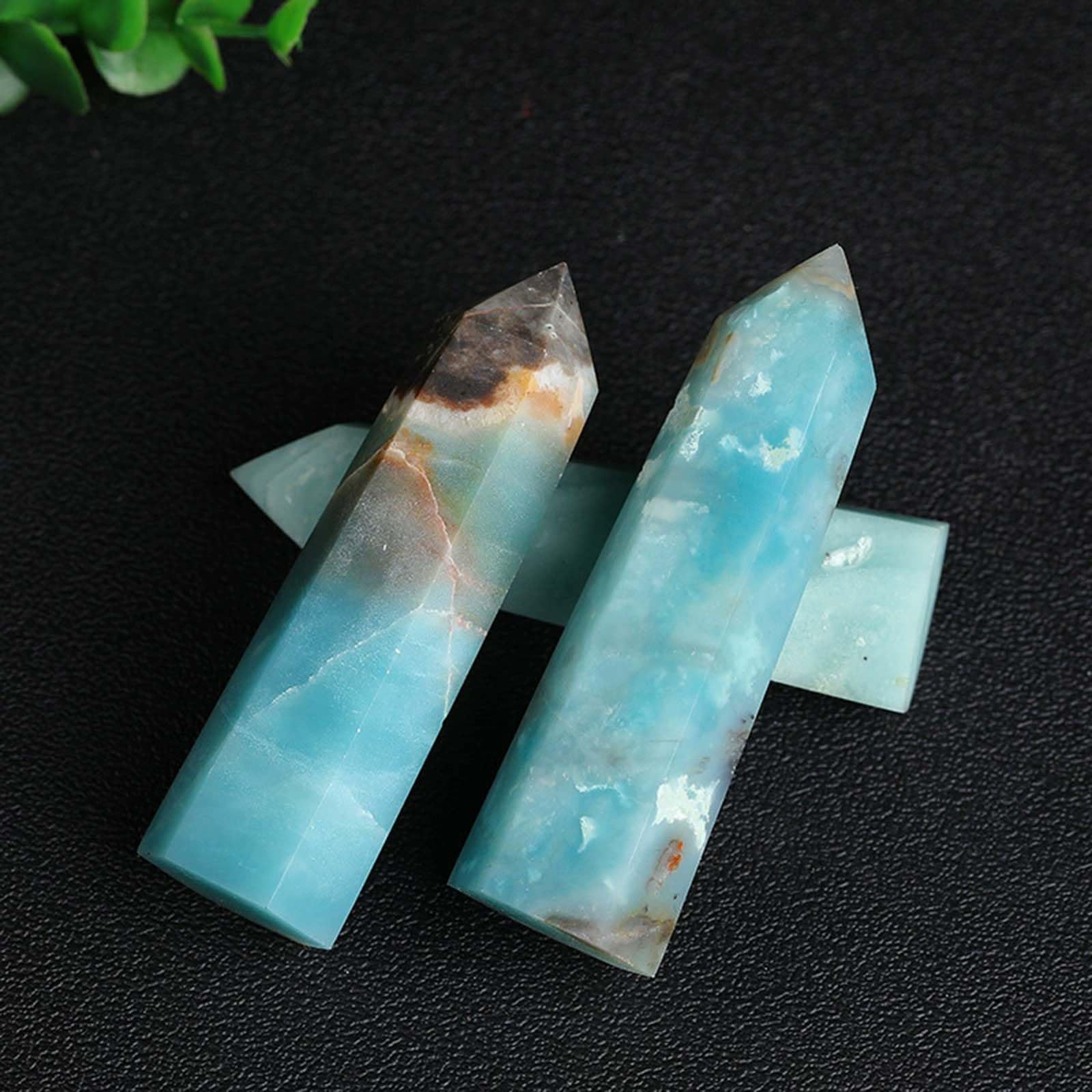 Varita de Cristal de calcita caribeña Natural de 2 Piezas