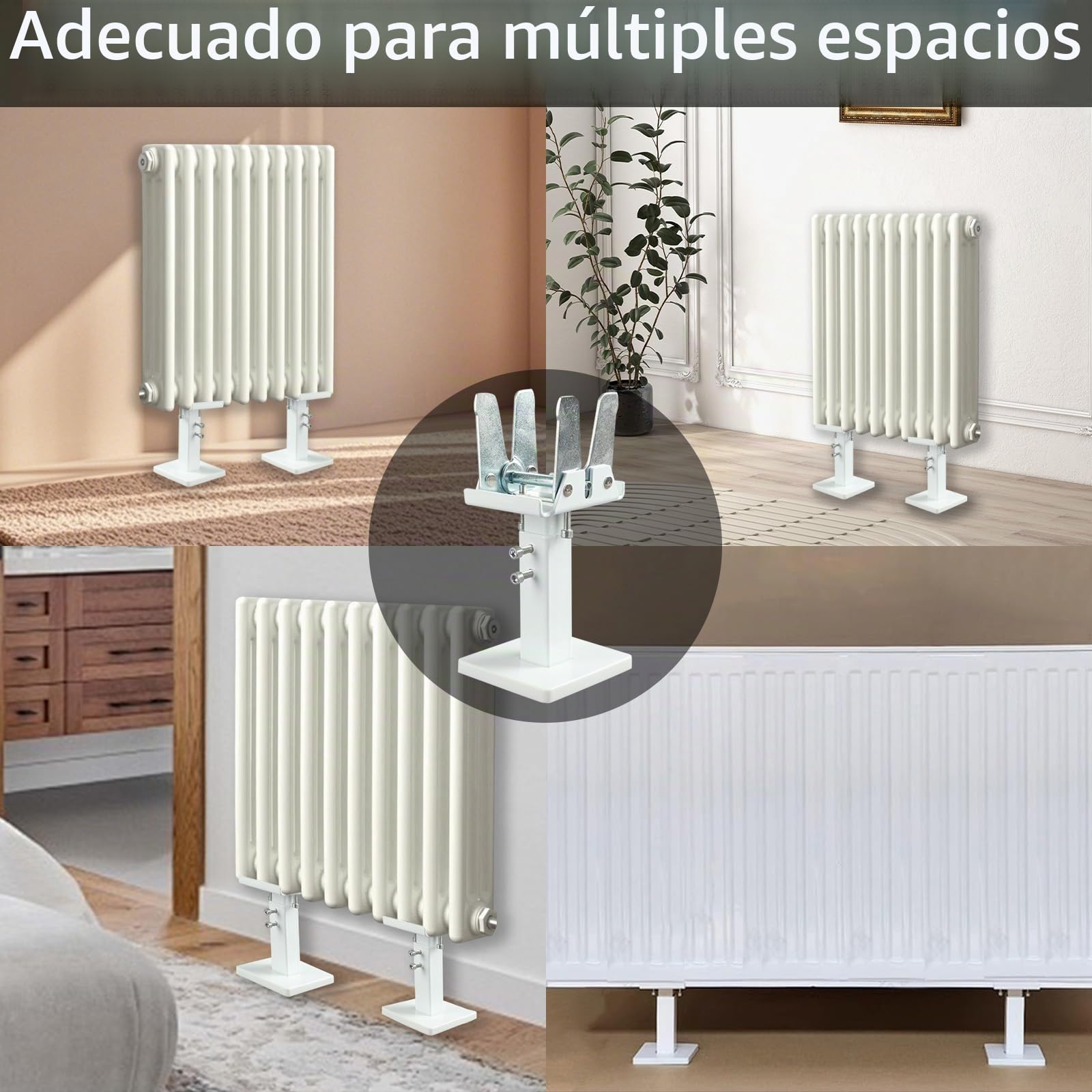 Juego de 2 Soporte Radiador, Kit de Patas de Radiador de Montaje en Suelo, 14-21 cm Ajustables Soportes de Radiador de Acero, Soporte Radiador con Doble Estabilidad para Radiadores de Panel