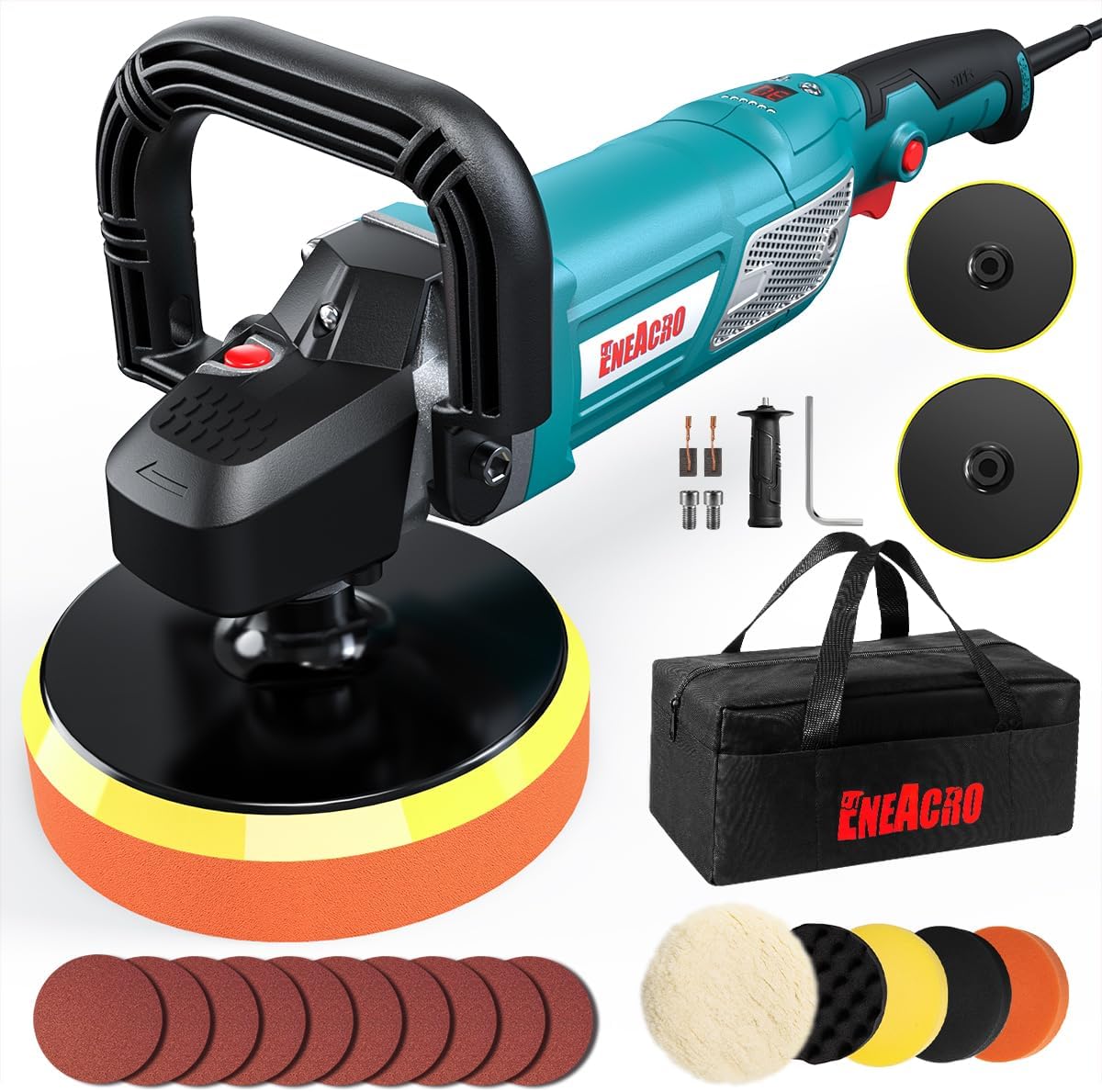 Dino KRAFTPAKET 640259 125mm Stützteller 5/16 24 mit Klett Polierteller für Exzenter Poliermaschine 600W 8mm, 650W 9mm Hub, Gelb