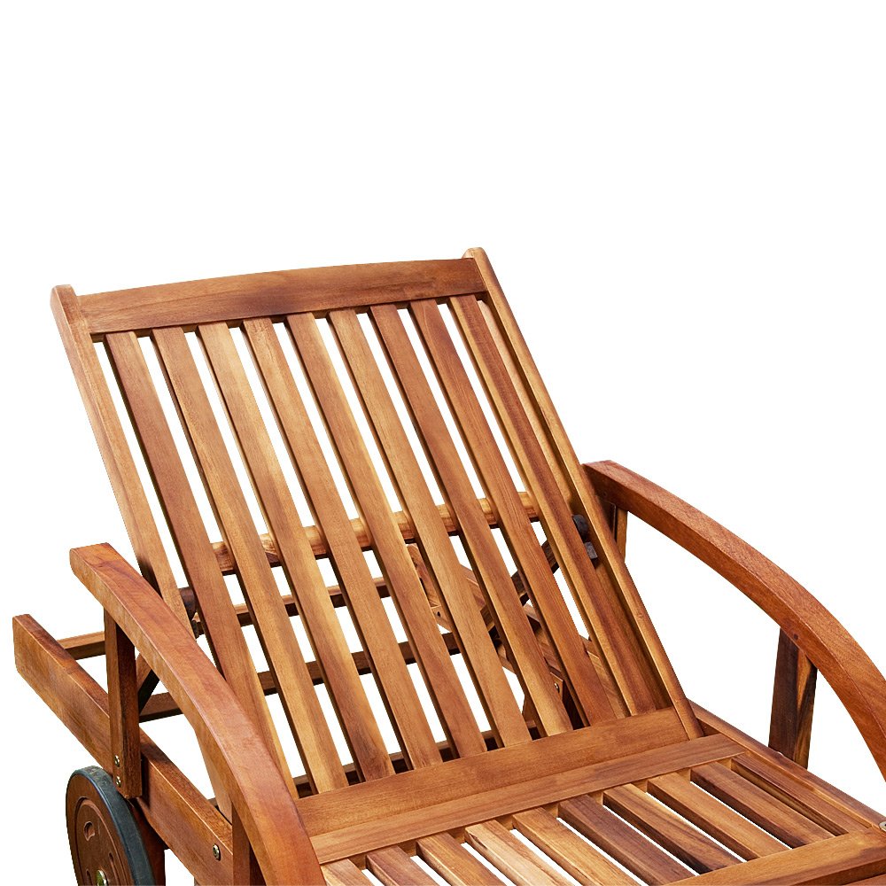 Casaria Sdraio da Giardino Tami Sun Legno Acacia Schienale Poggiapiedi Regolabile Tavolino Cuscino