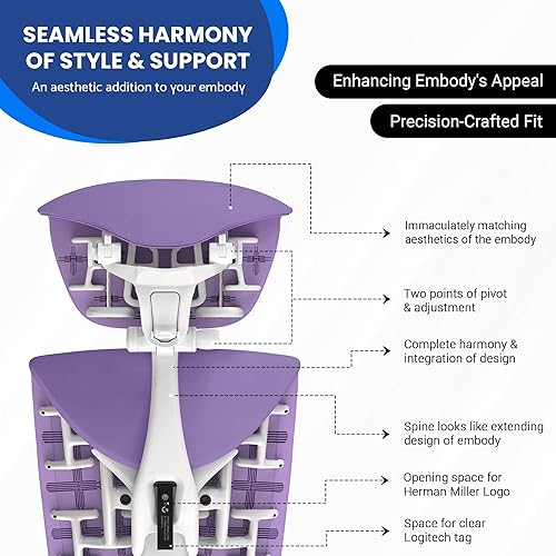 Miniatura 4 de OFFICE LOGIX SHOP Reposacabezas Embody compatible con silla Herman Miller Embody (tela de amatistamarco blanco)
