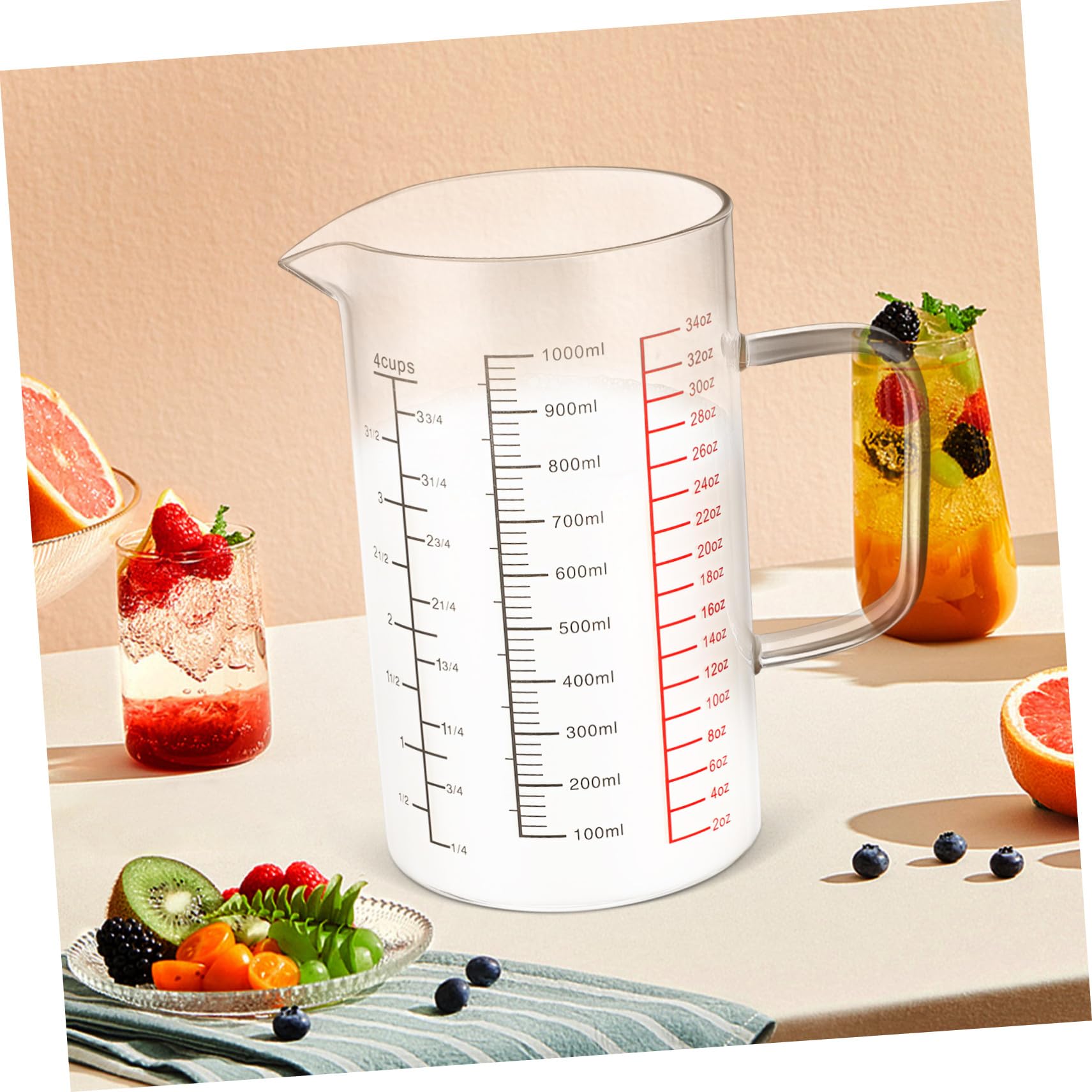 Borosilikatglas Glas Messbecher 1000ml mit Skalen für Küche