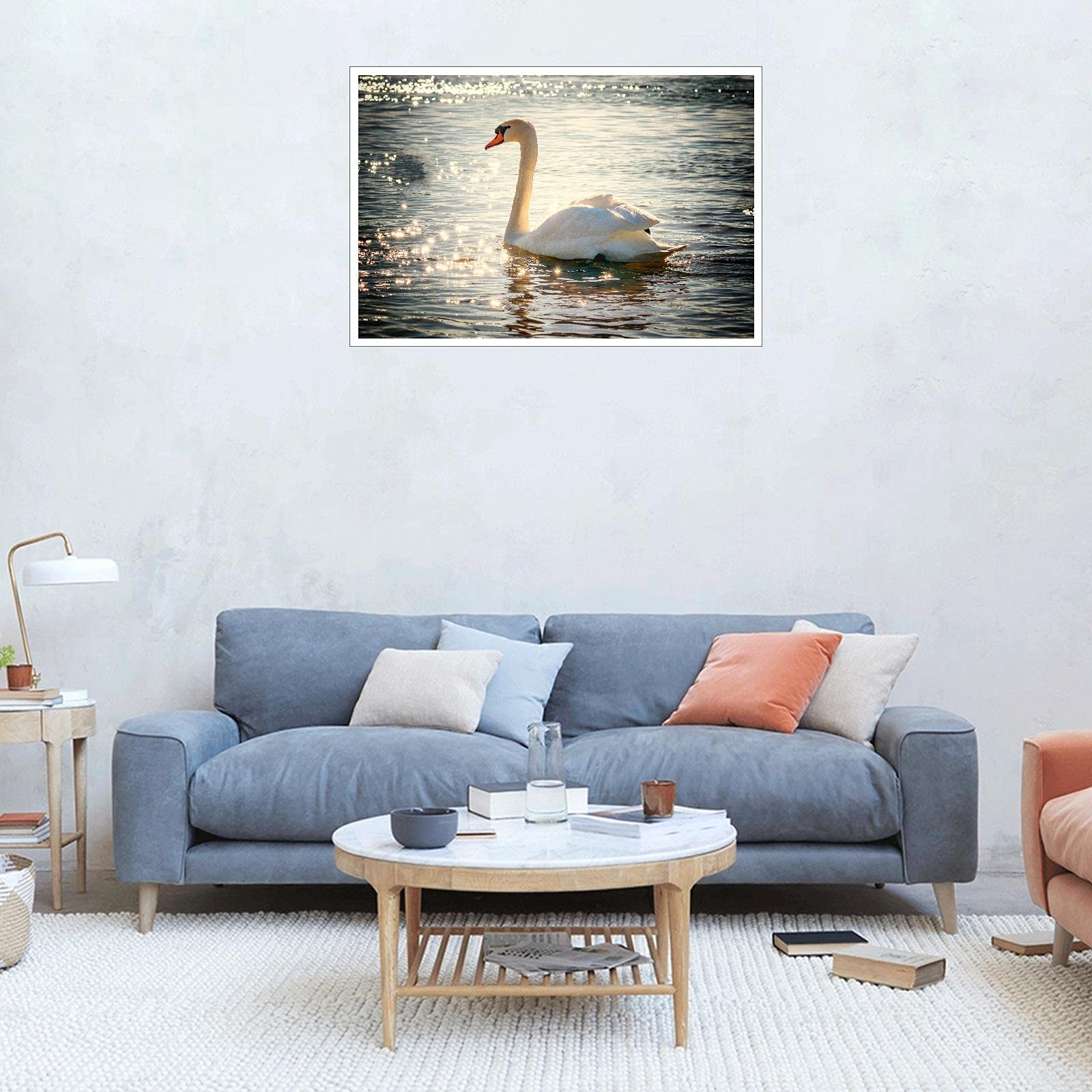 Amazon.co.jp: Swan Wall Art ウォーターキャンバスプリント鳥ポスター 