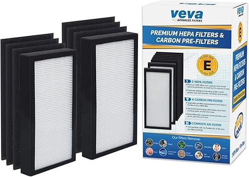 VEVA 2 filtros HEPA prémium y 6 paquetes de prefiltros compatibles con los modelos de purificador de aire AC4100AC4150BLCA y filtro E FLT4100 de