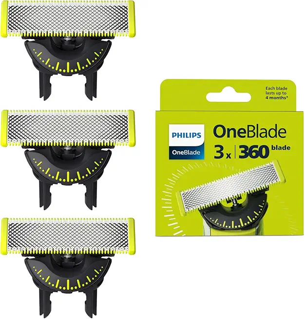 Philips OneBlade Original 360-Klingen passend für alle OneBlade und OneBlade Pro Modelle, original von Philips, 3er-Pack (Modell QP430/60)