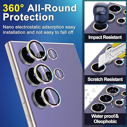 Vista 562 de para Samsung Galaxy Z Flip 7 Protector de Lente de Cámara, Cubierta de Lente de Vidrio Templado con Anillo de Metal Individual, [Fuerte Adhesión] 1