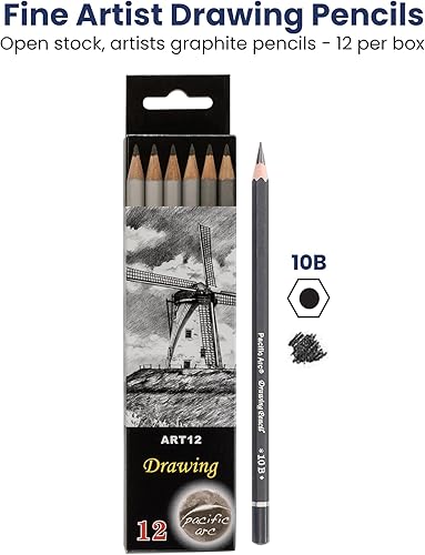 Miniatura 2 de Pacific Arc Lápices de dibujo de grafito premium para artistas, 3B - Lápices profesionales para dibujo, dibujo, bocetos y sombreado, 12 unidades -