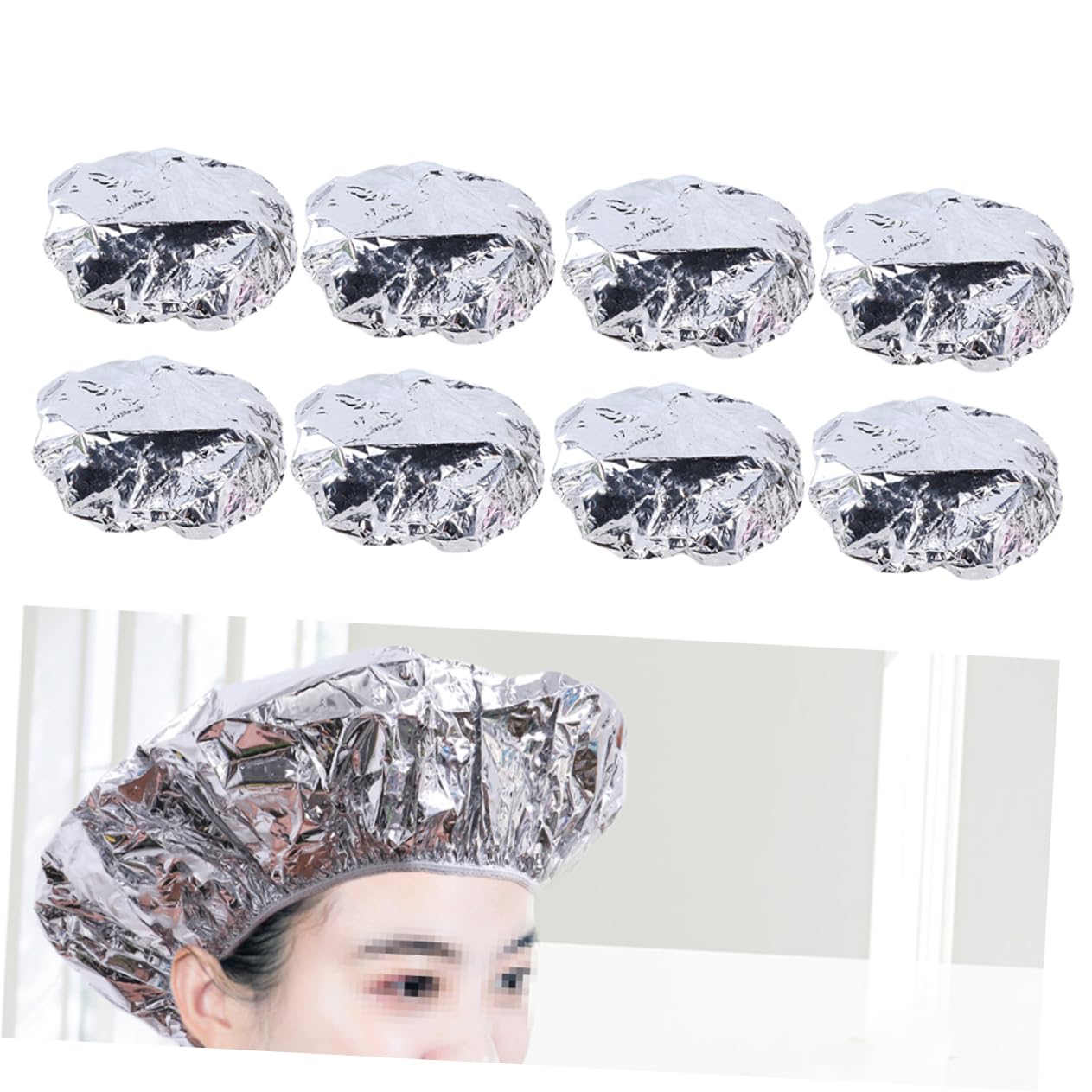 MERRYHAPY 20pcs Aluminum Foil Hair Caps Heat Insulation Hairdressing Caps for Home and Salon Use Elastic Design for Various Silver Color for Hair Treatment and Styling