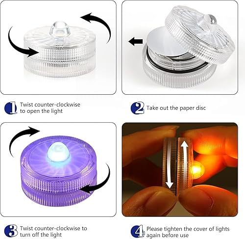 Miniatura 36 de Luces LED sumergibles azules, mini luces de té impermeables, luces LED de 100 horas, luces subacuáticas para decoración de farol, Halloween