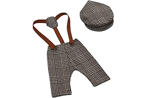 Newborn Photo Props Boy Photoshoots Outfit Costume Set | Lattice Suspender Pants & Hat
