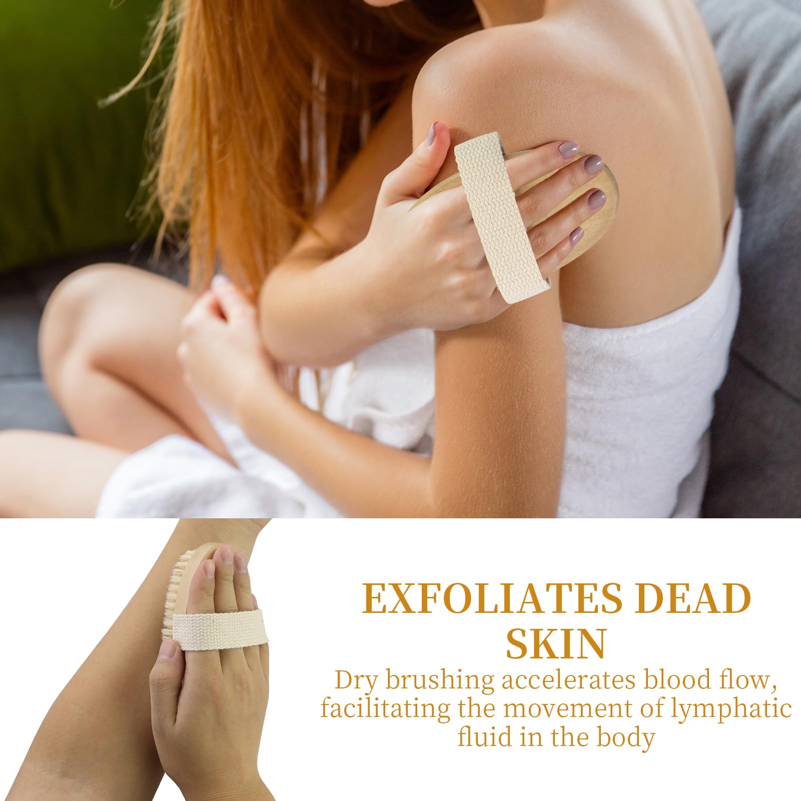 2 Pièces Brosse à sec pour le corps, Brosse exfoliante physique, Brosse masseuse pour le drainage lymphatique, brosse de bain à poils naturels pour Une Amélioration de La Circulation Sanguine