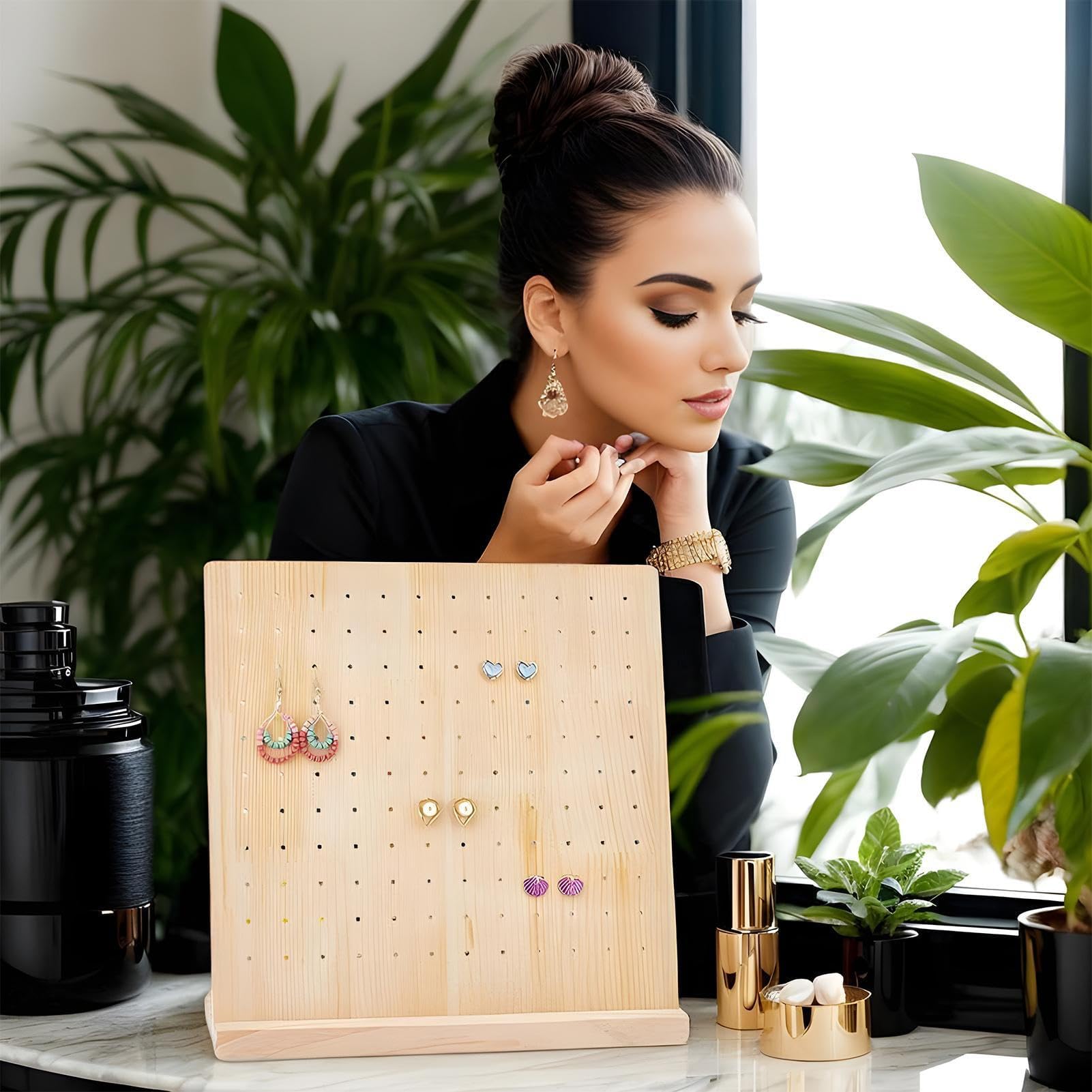 Présentoir de Table Gain Place - Bijouterie et Boucles d'oreilles en Bois | Organisateur Multifonction pour Outils, clés Accessoires créatifs