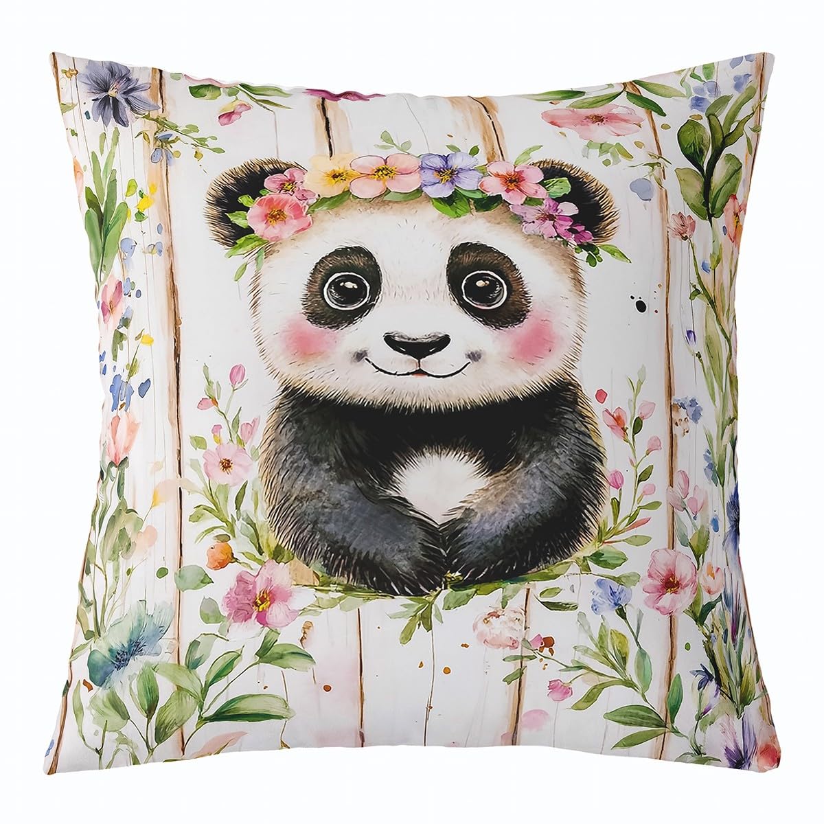 Homewish Kissenbezug Kinder Süße Tiere Panda 40x40cm | Kissenhülle Niedlich Mädchen Jungen Schwarz-Weiß Ästhetische Kissenbezug mit Reißverschluss Dekokissenbezug Waschbar