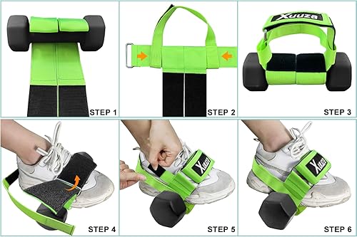 Miniatura 4 de 2 Pack Weight Tibialis Trainer, Nylon Arm Ankle Strap For Dumbbell Tib Bar Up To 11 lb, Hook & Loop Fastening Strength Training For Knees Calf Toes,