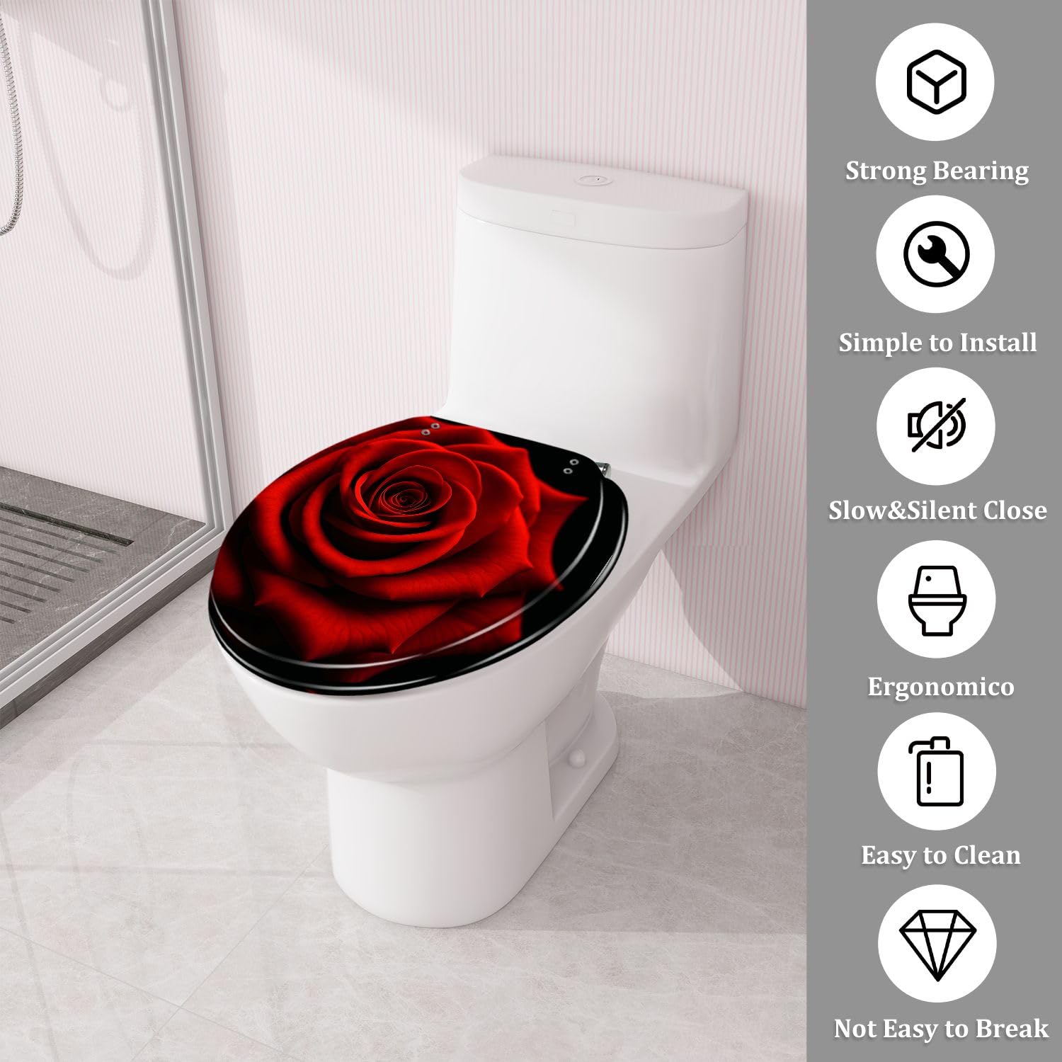 Sedile WC rotondo nero BEMKA per bagno
