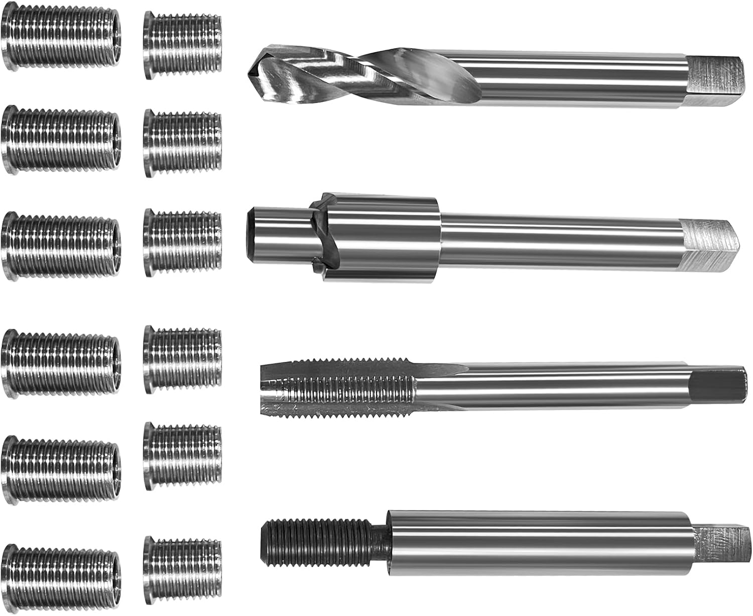 M8*1.0 Metric Thread Repair kit,6 11.7MM Stainless Steel Inserts and 6 16.2MM Stainless Steel Inserts