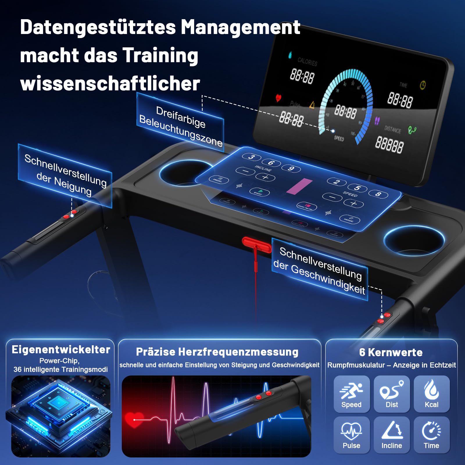Neezee Laufband für Zuhause Klappbares,20% Steigung,1-16 km/h,4.5PS,150kg