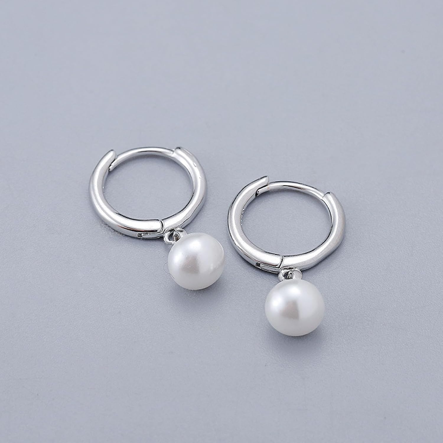 Small Pearl Hoop Earrings for Women Gold Pearl Drop Earrings for Women Dangle Pearl Earrings Gold Pearl Dangle Earrings for Women - Image 5