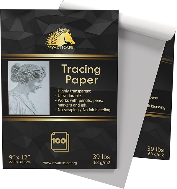 MyArtscape Tracing Paper Pad - 39lb - 9" x 12" - 100 Transparent Sheets - Artist Quality