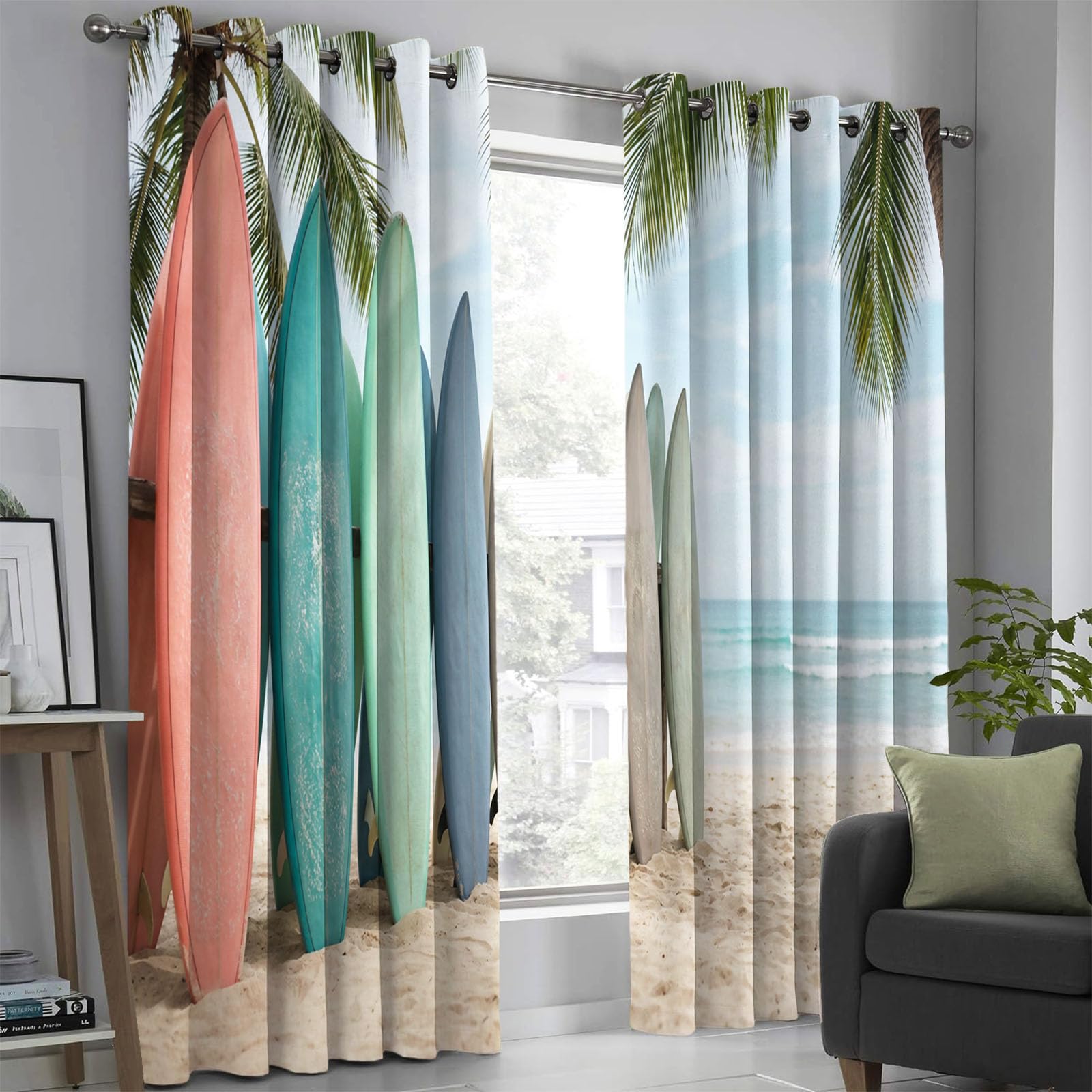 Rideaux occultants mer et surf : isolation thermique haut de gamme pour chambre