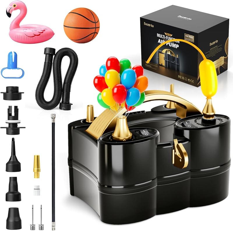 Air 4-in-1 Balloon Pump Electric Black Gold Inflator Blower Machine | Dual-Balloon Inflation, All Balloons, Sports Ball, Air Mattress, Swimming Ring, Inflatable Boat, Vacuum Storage Bag