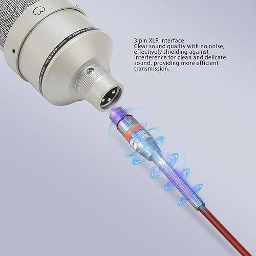 Miniatura 3 de Micrófono de condensador de estudio, micrófono de diafragma de 1.024 in con soporte de choque XLR cable parabrisas para grabación de podcasting