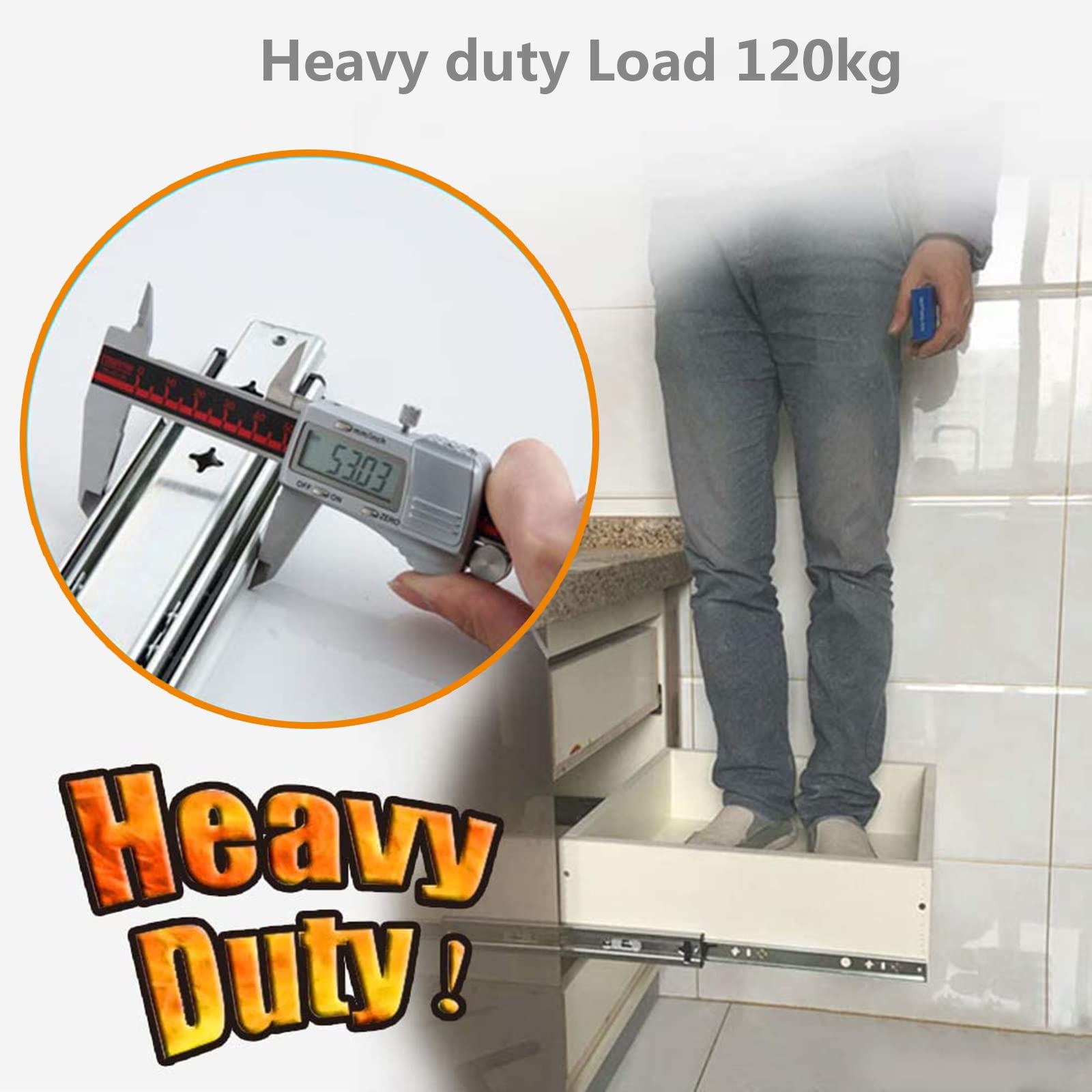 Paio di guide per cassetti ad estrazione totale, guide per cassetti per armadio da cucina, con chiusura ammortizzata, guide per cassetti con sfera, spingere e tirare senza intoppi, guide in meta