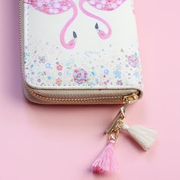 Timlee Cute Unicorn Long Wallets Pink Flamingo Wallets With Tassels Long Purse Girls Christmas Gift(Flamingo)