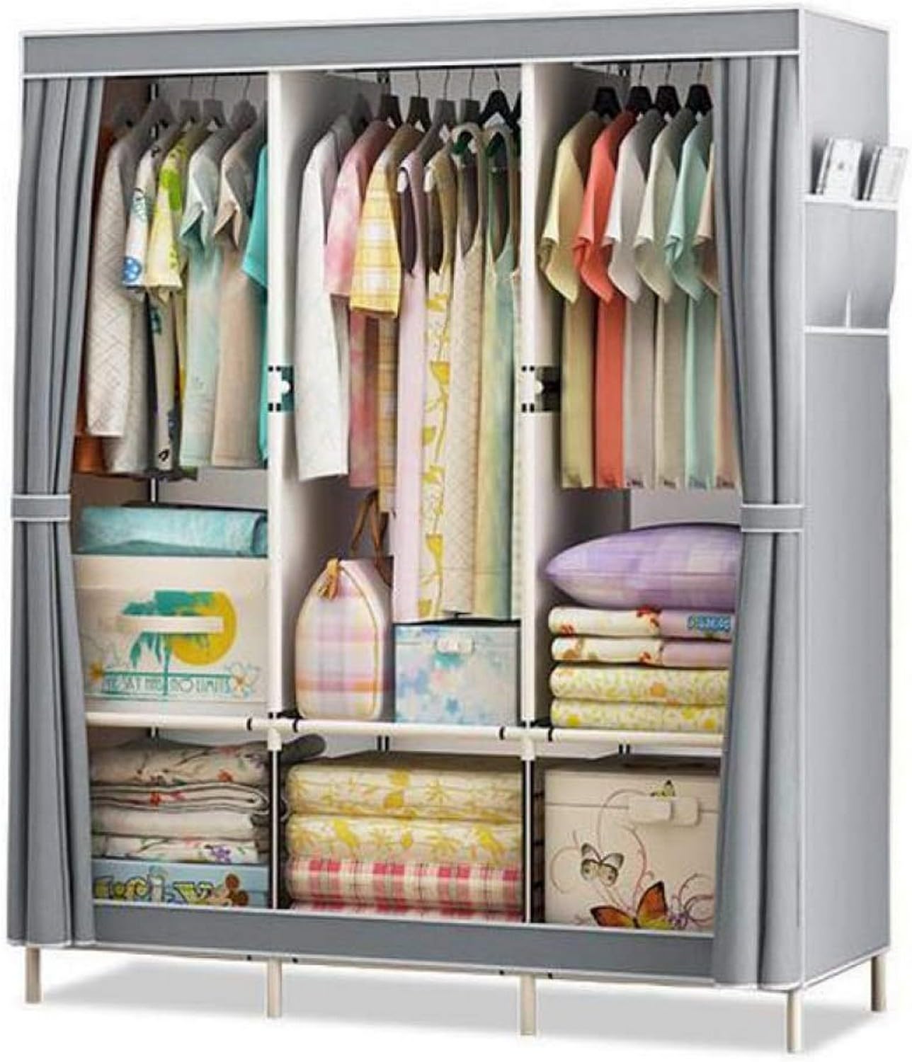 Portable Wardrobe Cloth Wardrobe Clothes Closet, Portable Closet Wardrobe Storage Closet Standing Closet Fabric Cabinet Portable Wardrobe,Gray_135*45 * 170cm Clothes Rack