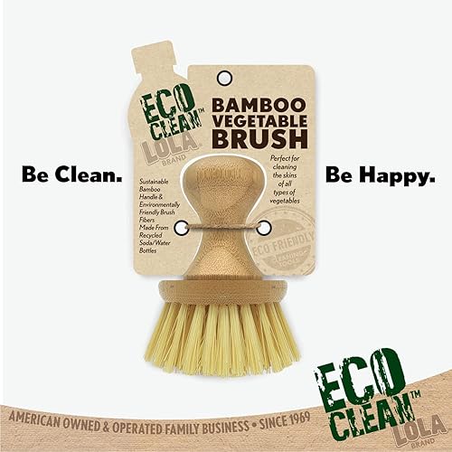 Miniatura 6 de Lola Products - Cepillo ecológico para verduras con perilla de bambú cómoda, cerdas de fibra de poliéster duraderas, mango hecho de bambú natural,