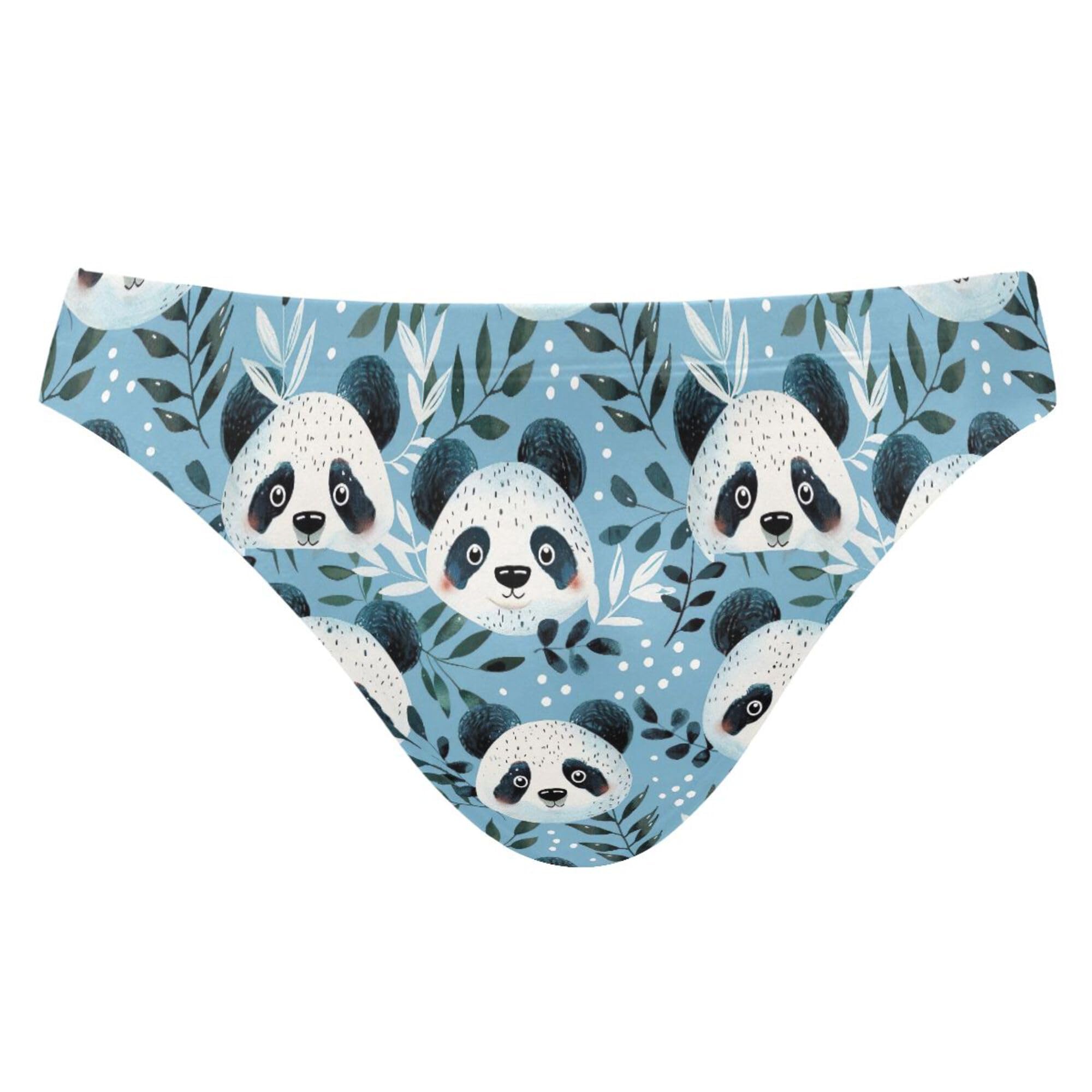 Panda Cute Animal Mens Swimwear Swim Briefs Bikini Swimsuit for Summer Beach L B0403383