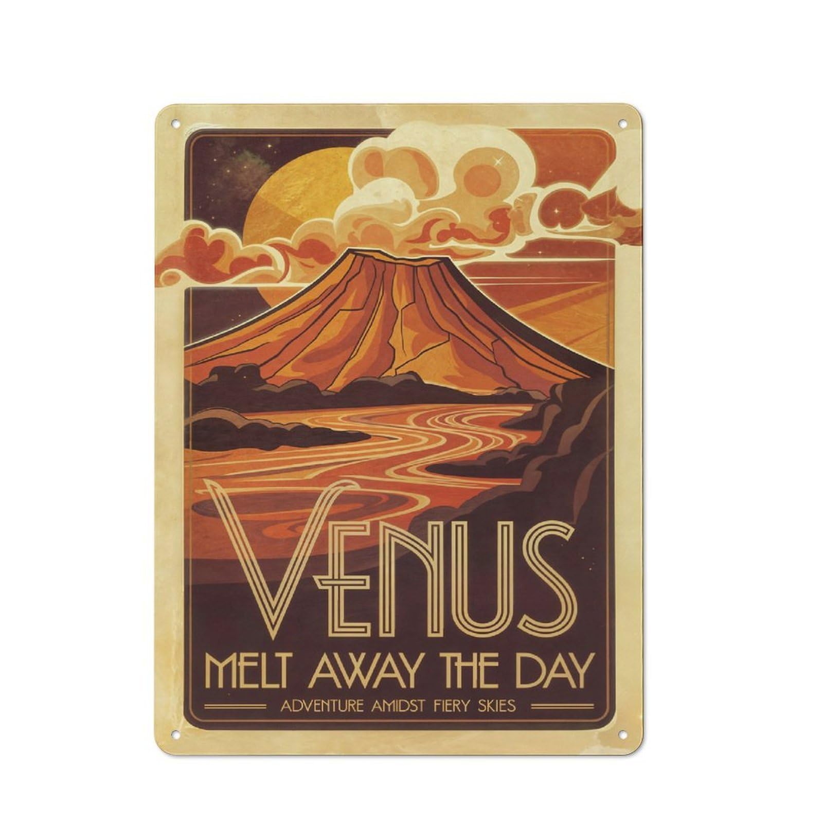 Junmoney Style-4 Metal Plaque With Venus Travel Design 40X30cm, Rustic Cafe Wall Decor For Restaurant, Kitchen, Counter Or Breakfast Nook