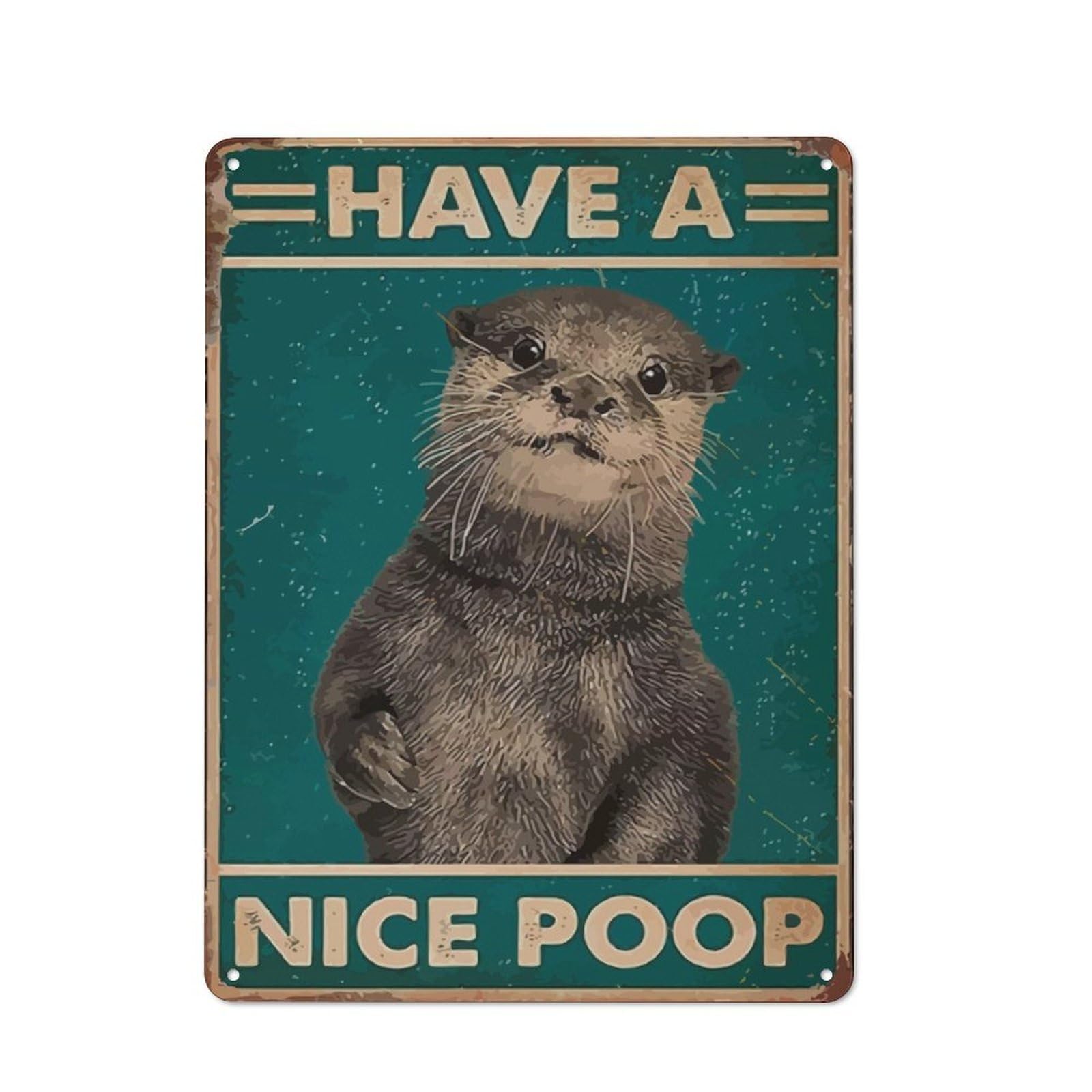 Metal Wall Sign 40x30cm Featuring Funny WC Have A Nice Poop for Bar Or Restaurant, for Vintage Wall Decor Fans, for Themed Room Decoration