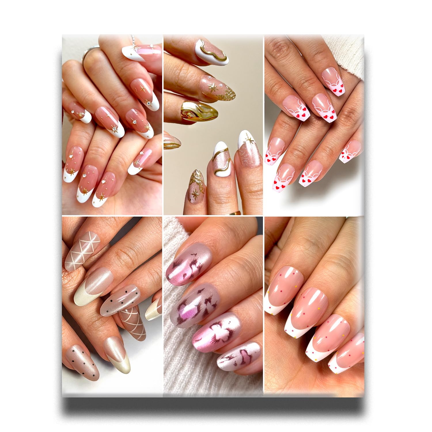 Reusable Press on Nails - 144 Pcs, 6 Styles -26 Reusable Press on Nails - 144 Pcs, 6 Styles -26
