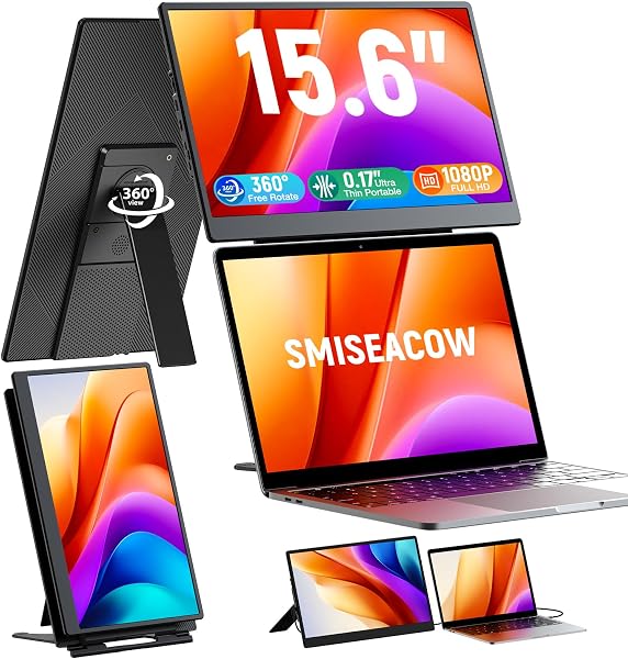 Laptop Screen Extender, 15.6" Fhd Portable Monitor With Dual Stands