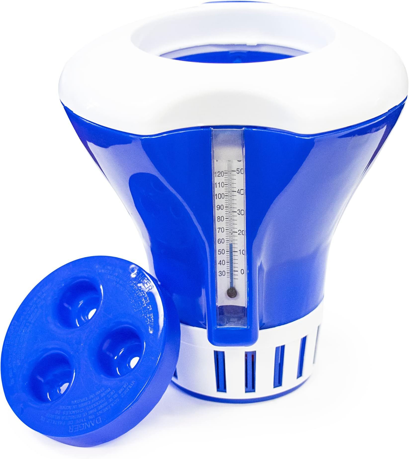 HYDROTOOLS BY SWIMLINE 87400 Large Capacity Pool & Spa Chemical Dispenser Thermometer Combo | Compatible Bromine & Chlorine Supports 1-3’’ Tablets | Adjustable Customizable Flow Rate | Cost Effective