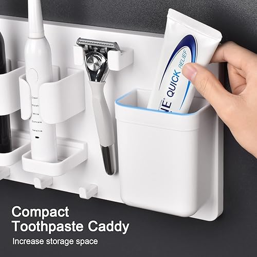 Miniatura 5 de YOHOM Soporte adhesivo para cepillos de dientes eléctrico para ducha, montado en la pared, organizador de cepillo de dientes colgante, estante de