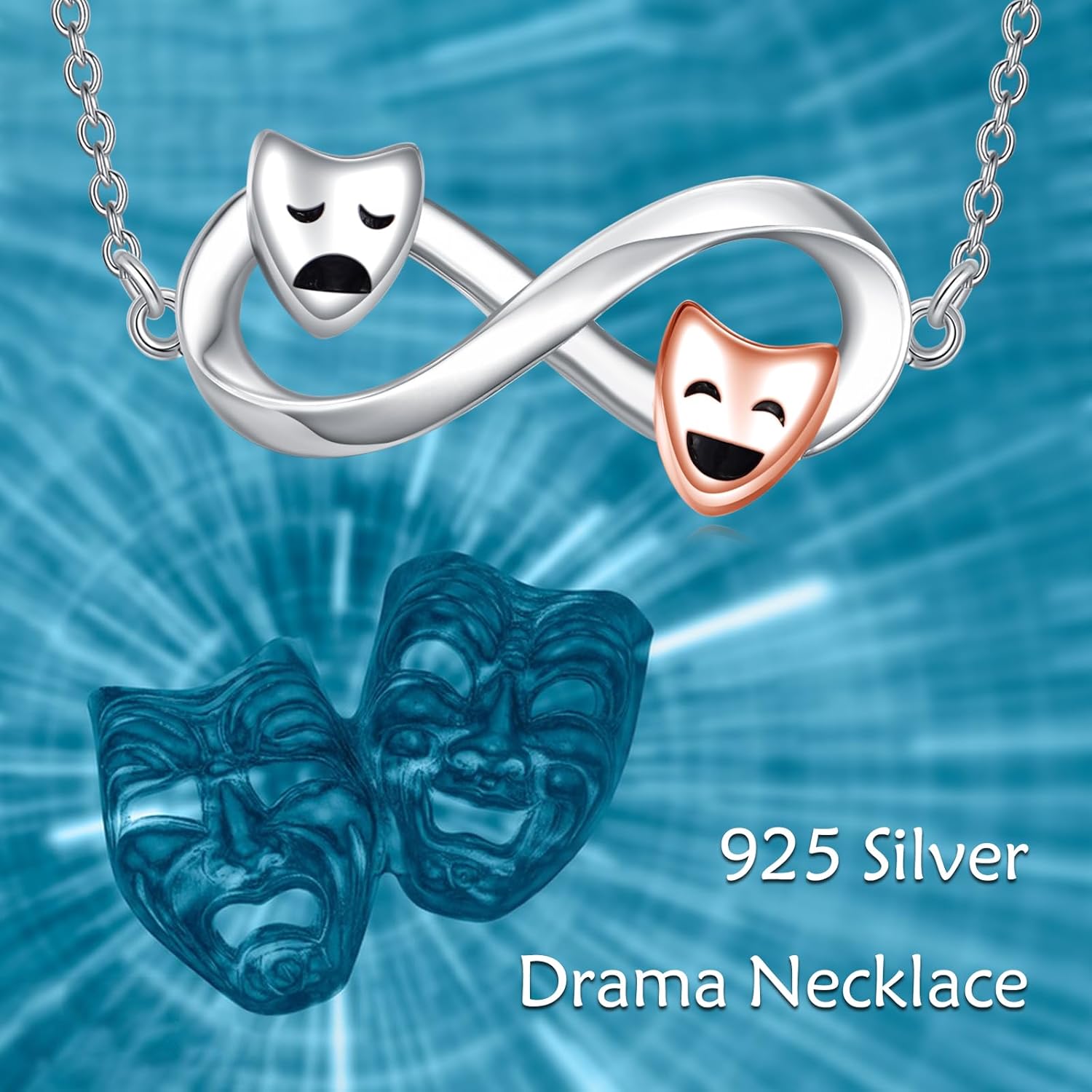 YFN Theater Necklace Sterling Silver Comedy And Tragedy Masks Pendant Necklace Drama Jewelry for Women Theater Gifts for Actress - Image 6