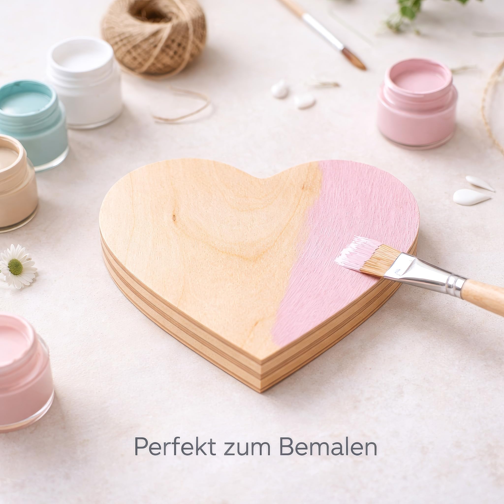 Holzherz Groß 10 Stück 25x25 cm zum Beschriften & Bemalen XXL Handmade in Bayern, Massives Holz Herz als Fensterdeko Hängend, Herz Deko & Verlobungsgeschenk