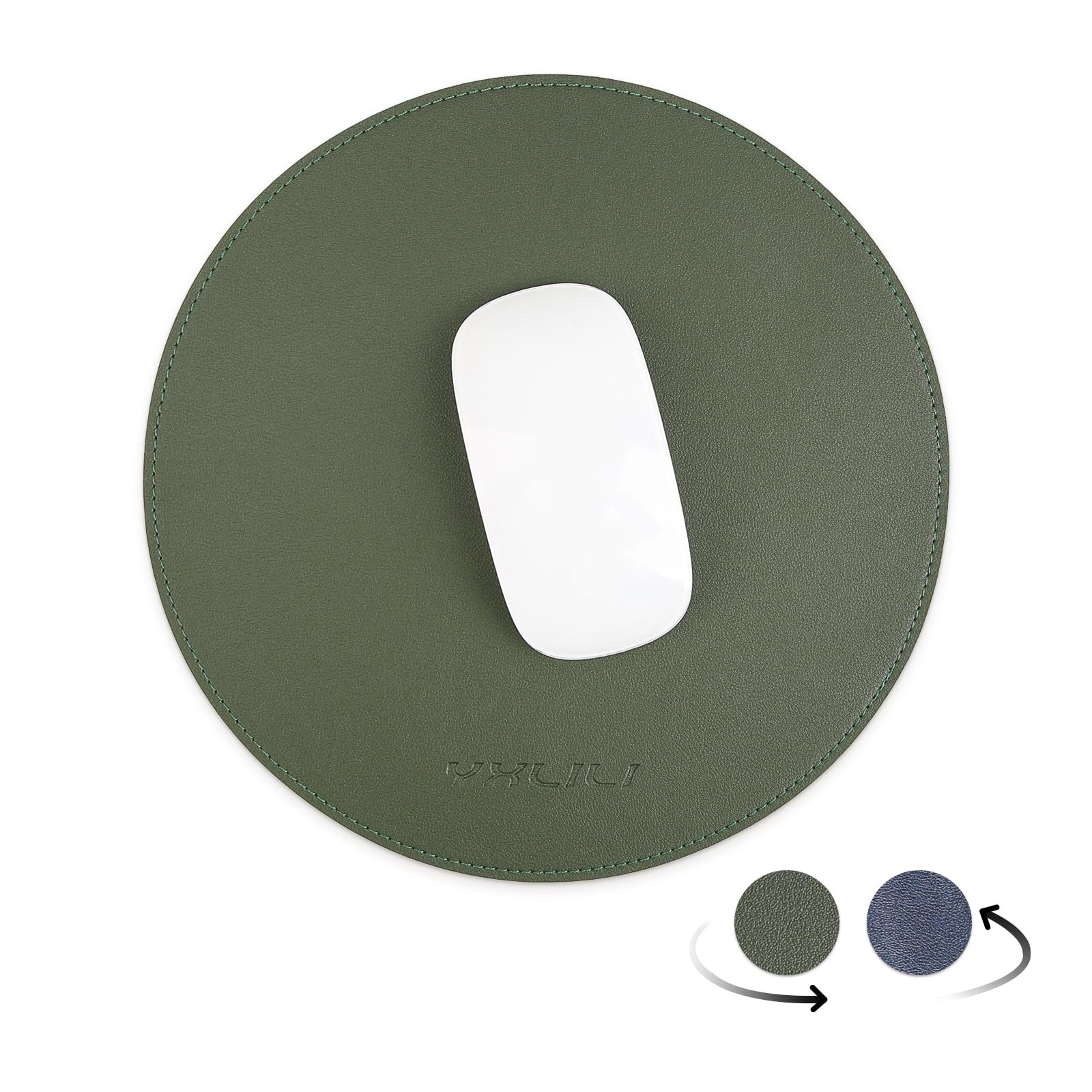 YXLILIMouse Pad, Double-Sided Mouse Pads Small Round PU Leather Mouse Mat with Stitched Edge Waterproof Mouse Pads for Wireless Computer Mouse for Office Home Gaming Working